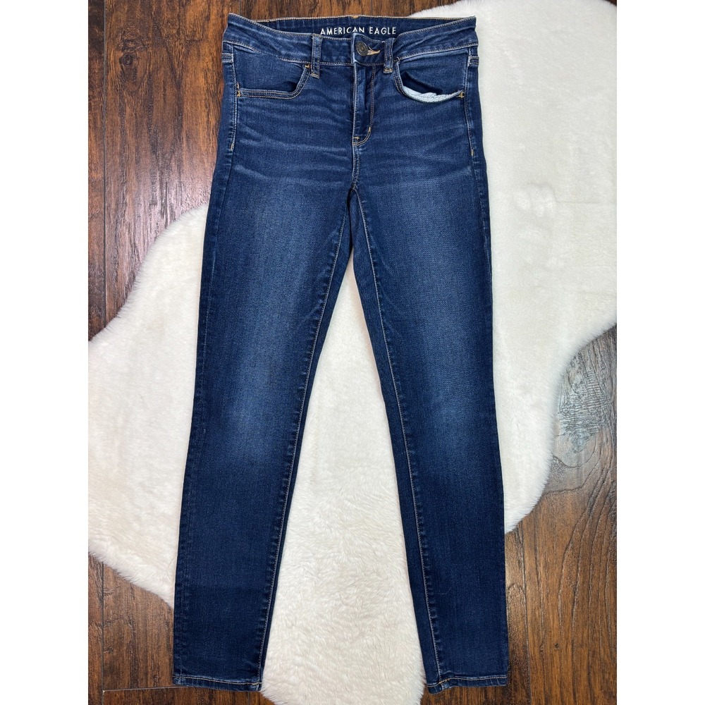 American Eagle Skinny Jeans 6 Jegging Medium Wash Stretch Denim Mid-Rise Women's
